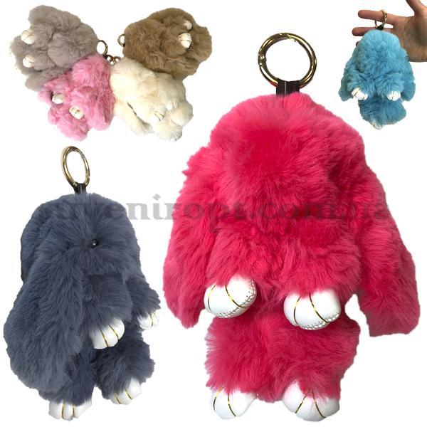Сувенірний брелок Кролик із хутра набір 12 шт., фото 1