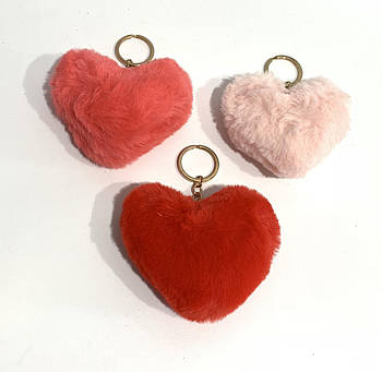 Дитячий брелок іграшка хутряна Сердечко Дитячі брелки в різних кольорах Nina