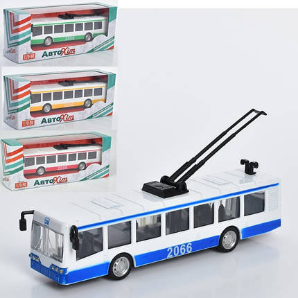 M 5661 Тролейбус метал, інерція, двері, що відчиняються, коробка 19-7,5-6 см, фото 1