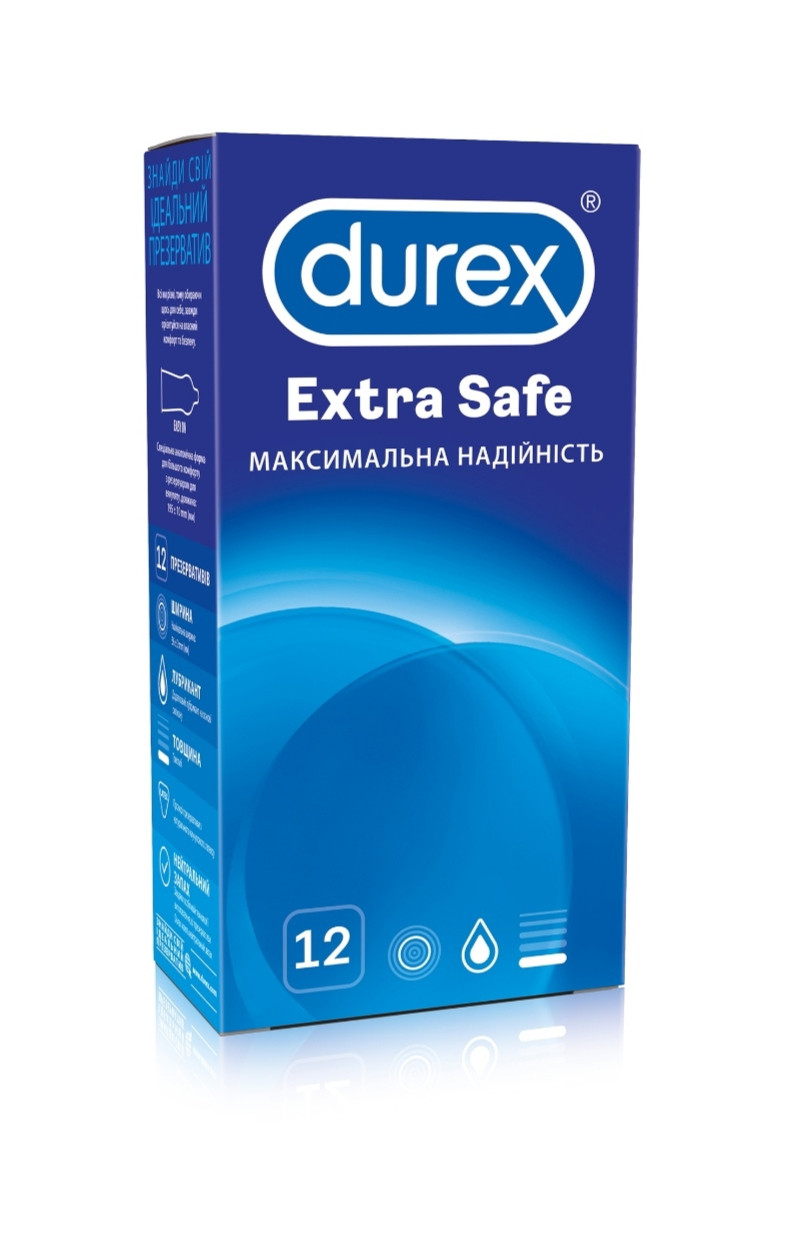 Презервативи суперміцні Durex Дюрекс Extra safe потовщені 12 шт #12.Підходять для анального сексу