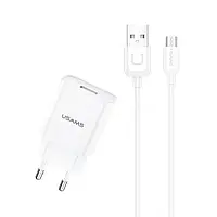 Сетевое зарядное устройство для телефона USAMS T21OCMC01 White + кабель Micro USB