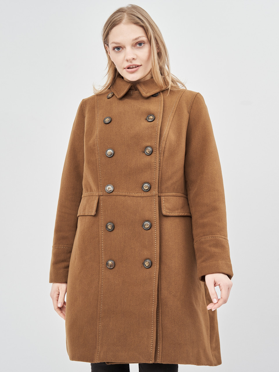 Женское пальто H&M 46 коричневый 13106374908