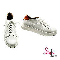 Чоловічі кросівки кеди з білої натуральної шкіри «Style Shoes», фото 4