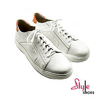 Чоловічі кросівки кеди з білої натуральної шкіри «Style Shoes», фото 5