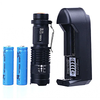 Аккумуляторный фонарик с 1 (+1 запасной аккум) Star KM-82 с диодом Cree Q5 ОСТ черный