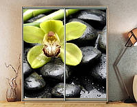 Наклейка на шкаф-купе 220 х 102 см на 2 двери желтая орхидея (БП_а_fl12806)