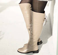 Зимові жіночі ботфорти із натуральної шкіри кольру капучино «Style Shoes», фото 3