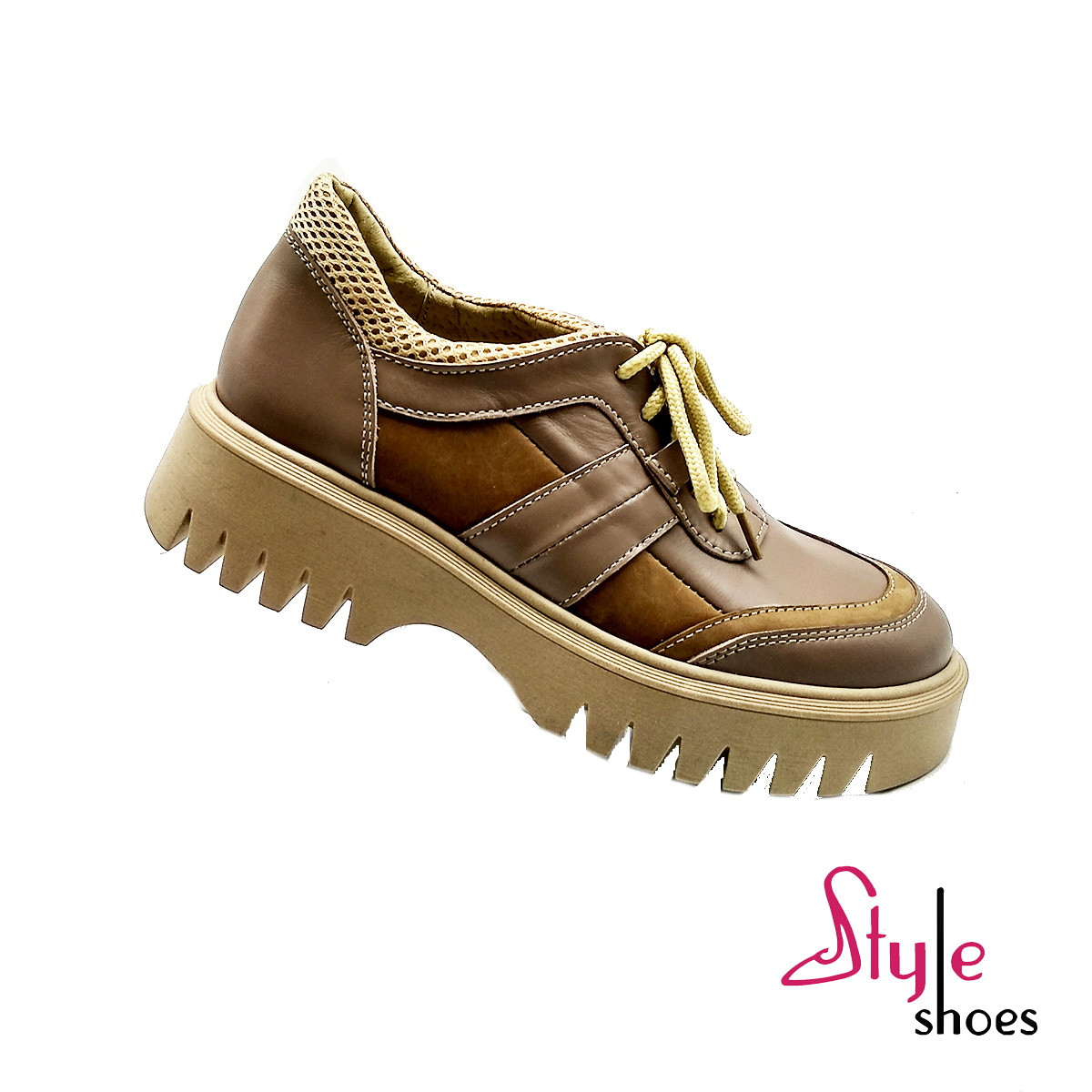 Кросівки жіночі шкіряні кольору капучіно “Style Shoes”