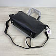 Шкіряна сумка човник з ручками і ремінцем на плече С60-КТ-4109 Чорна, фото 5