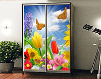 Наклейка на шкаф-купе 220 х 74 см на 2 двери цветы (БП_а_fl102556)