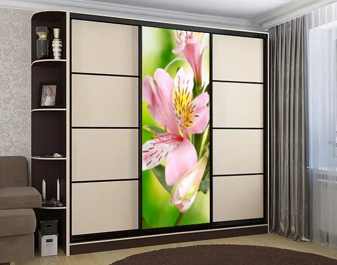 Наклейка на Шкаф-купе 220 Х 74 См на 1 Дверь Лилия (БП_с_fl103000 ...