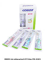 Зубная щетка "Cobor" со средней щетиной. Нейлон+пластик. 19.5 см.*0,25