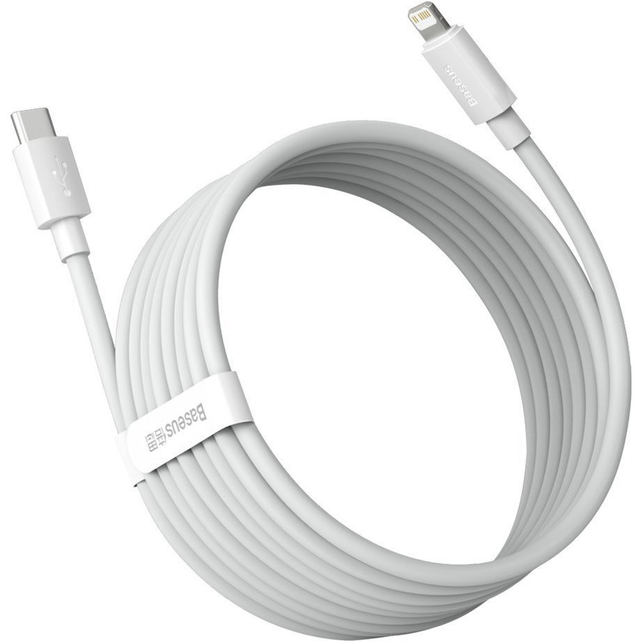 Комплект кабелів (2шт) Lightning 1.5 m Baseus Simple Wisdom 20W (TZCATLZJ-02) білий (коробка)