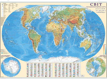 КАРТА Політична карта Світу 110*77см ЛАМИНАЦИЯ/ПЛАНКИ М1:32000000