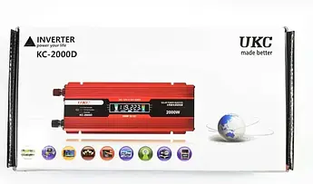 Перетворювач інвертор UKC 12v-220v 2000W із LCD дисплеєм