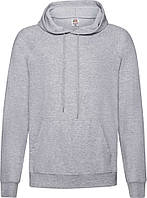 Худі чоловіче унісекс, полегшене з капюшоном Fruit of the Loom Lightweight Hooded Sweat Сірий Меланж 2XL