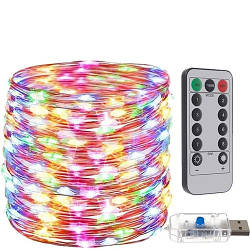 Гірлянди на ялинку USB 300 світлодіодів різнокольорових дротів + пульт 17243