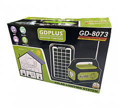 Сонячна станція для заряджання мобільних пристроїв GDPLUS GD-8073 ліхтар із сонячною панеллю, фото 5