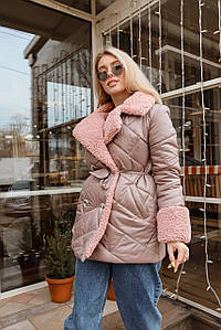 Жіноча куртка з плащової тканини на утеплювачі синтепух 200 в кольорах. Розміри S-M, M-L. ВЛ-49-1222