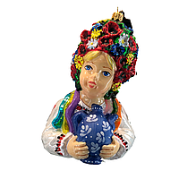 Ялинкова іграшка Українка Марічка KOMOZJA Ukrainian Girl, скло, ручна робота