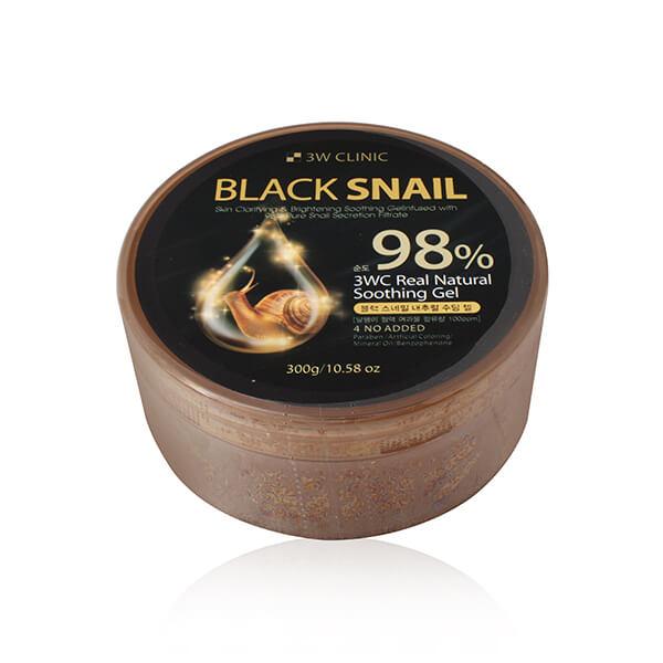 Гель для лица и тела Муцин Черная улитка 3W CLINIC Black Snail Real Natural Soothing Gel 98%, 300 мл - фото 1 - id-p1733053033
