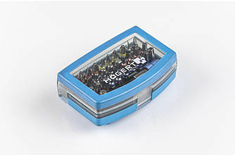 Набір біт з бітотримачем 1/4″, SL, PH, PZ, HEX, Torx, Torx з отвором, 32 шт. HOEGERT HT1S400