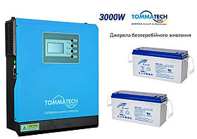 Джерело безперебійного живлення TommaTech 3K 24V інвертор/чиста синусоїда+gel акумулятор Ritar 12В 150Ач-2 шт