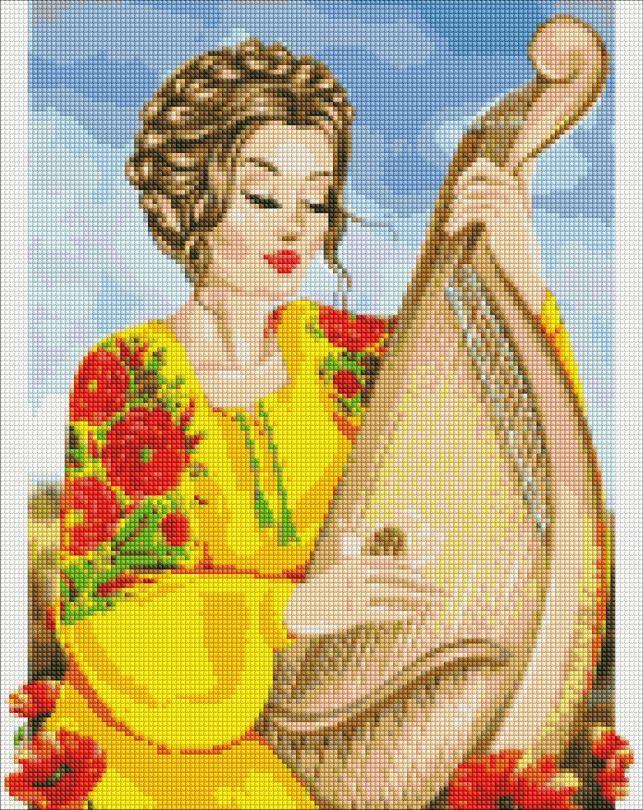 Картина стразами Ідейка Грай, моя бандуро ©krizhanskaya (AMO7402) 40 х 50 см (На підрамнику)