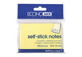 Блок паперу з липким шаром Economix 50*75*100 арк жовтий пастель