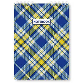 Блокнот А5 48 арк спіраль верх клітинка картон 372 Шотландка Україна 1