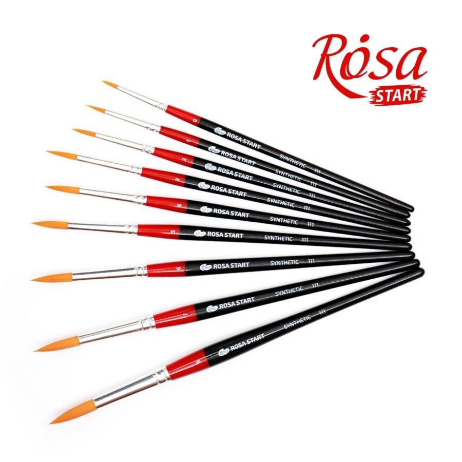 Пензель синтетика №3 круглий коротка ручка ROSA START 111, фото 1