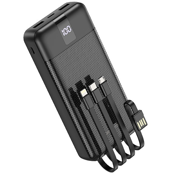 Павербанк повербанк 20000mAh з кабелями BOROFONE BJ20A |2USB/Type-C| Чорний, фото 1