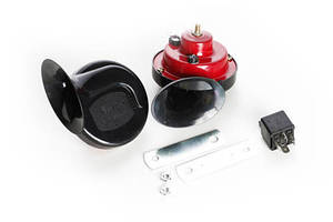 Сигнал звукового равлика 12 V 410 Гц, 510 Гц 115Дб (1 контакт) чорно-червоний (2 шт.) WTE HO-EM111
