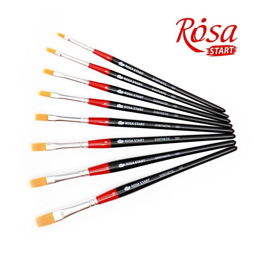 Пензель синтетика №12 плаский коротка ручка ROSA START 101, фото 1