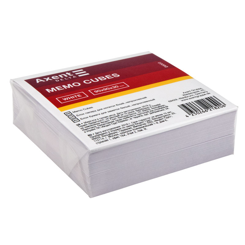 Папір для нотаток Delta White 90*90*30 мм непроклеєний, фото 1