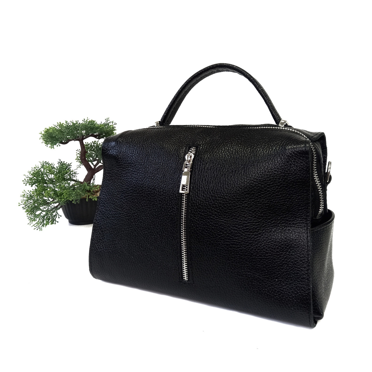 Модна жіноча сумка через плече натуральна шкіра чорний Арт.2-3800310 Serebro (Україна), фото 1