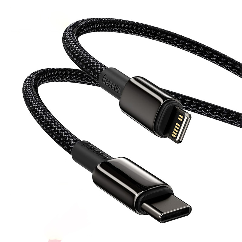 Кабель для швидкої зарядки Type-C на Lightning BASEUS PD20W Tungsten Gold Fast Charging Data Cable 1м (чорний)