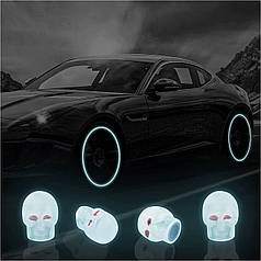 Захисні ковпачки на ніпель, що світяться Череп Alitek Neon Skull Blue (4 шт)