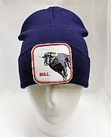 Тёплая шапка лопата BULL синего цвета ZE00020-4