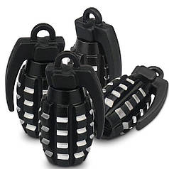 Ковпачки на ніпель для авто Alitek Лимонка Black/Silver, 4 шт.