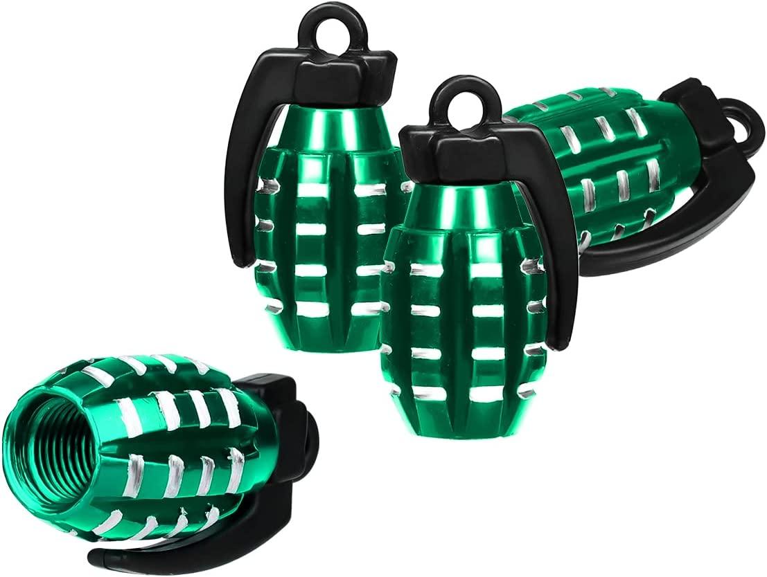 Ковпачки захисні на ніпель автомобіля Alitek Лимонка Green/Silver (4 шт.)