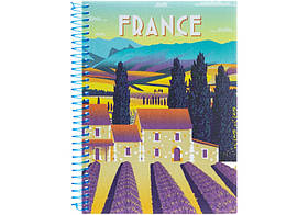 Блокнот А5 80 арк спіраль клітинка пластик обкл Travelling: FRANCE