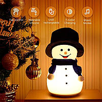 Нічний світильник LED лампа дитяча силіконова акумуляторна Snowman Lovely night light USB снеговик