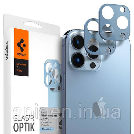 Захисне скло Spigen для камери iPhone 13 Pro / 13 Pro Max — Optik (2 шт.), Sierra Blue (AGL04032), фото 1