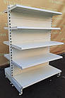 Торгові двосторонні (острівні) стелажі «ТЕГОМЕТАЛ» 150х100 см., кремові, Б/у, фото 8