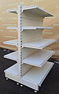 Торгові двосторонні (острівні) стелажі «ТЕГОМЕТАЛ» 150х100 см., кремові, Б/у, фото 3