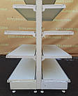 Торгові двосторонні (острівні) стелажі «ТЕГОМЕТАЛ» 150х100 см., кремові, Б/у, фото 5