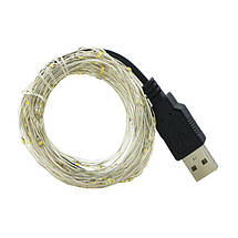 Світлодіодна гірлянда USB LED Крапля роси на дроті 10 м на 100 лампочок холодне світло, фото 3