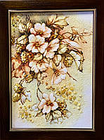 Картина из янтаря " Цветочная нежность ", картина цветы
