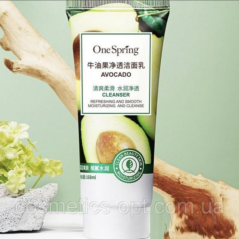 Пінка для вмивання з олією авокадоONE SPRING AVOCADO, 168 ml